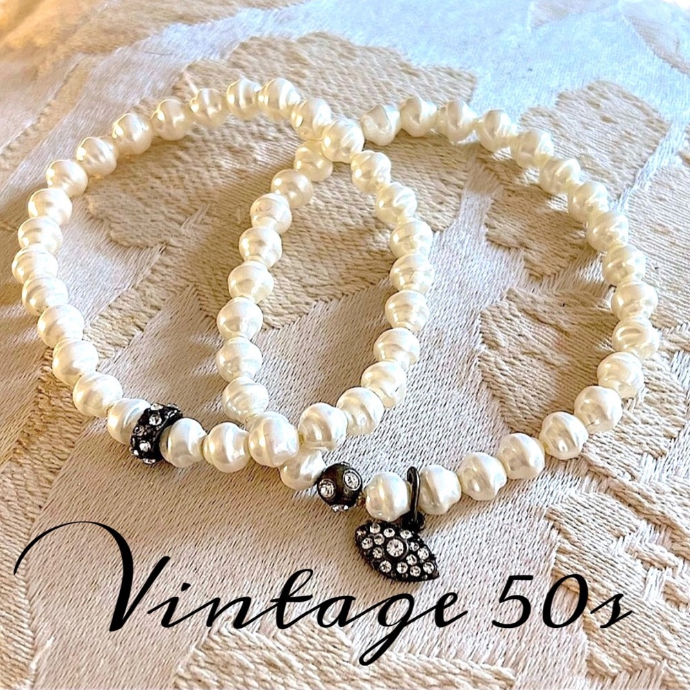 Two Faux Pearl bracelets VINTAGE 1950s JUDY LEE JEWELRY from Private Collection